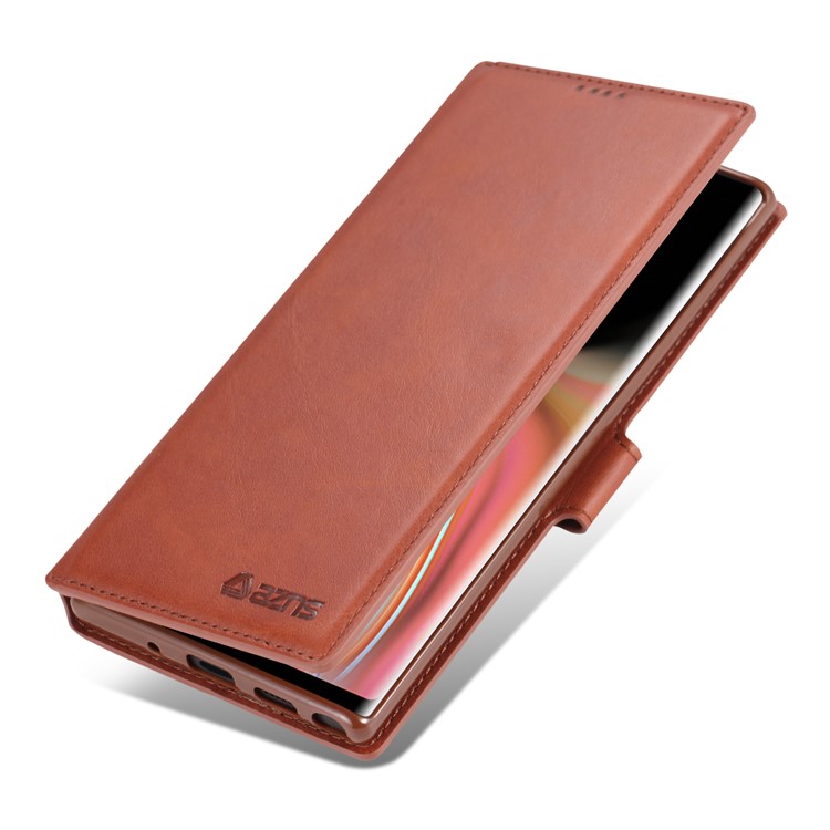 AZNS Wallet Leather Stand Phone Cover Casing Shell for Samsung Galaxy Note 10 - Brown-4