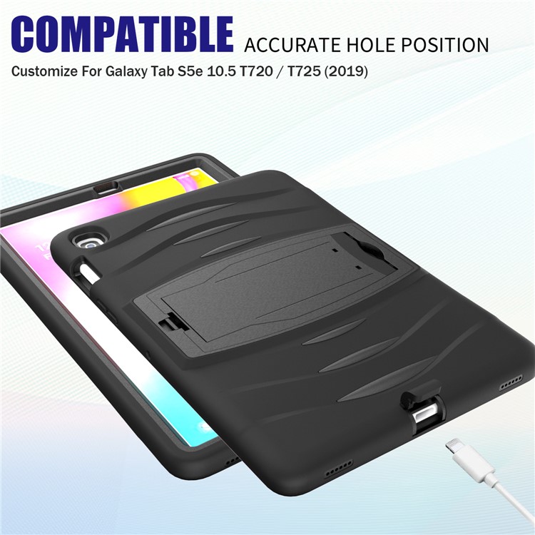 Shockproof PC + Silicone Tablet Hybrid Case with Kickstand and Pen Slot for Samsung Galaxy Tab S5e SM-T720 - Black-11