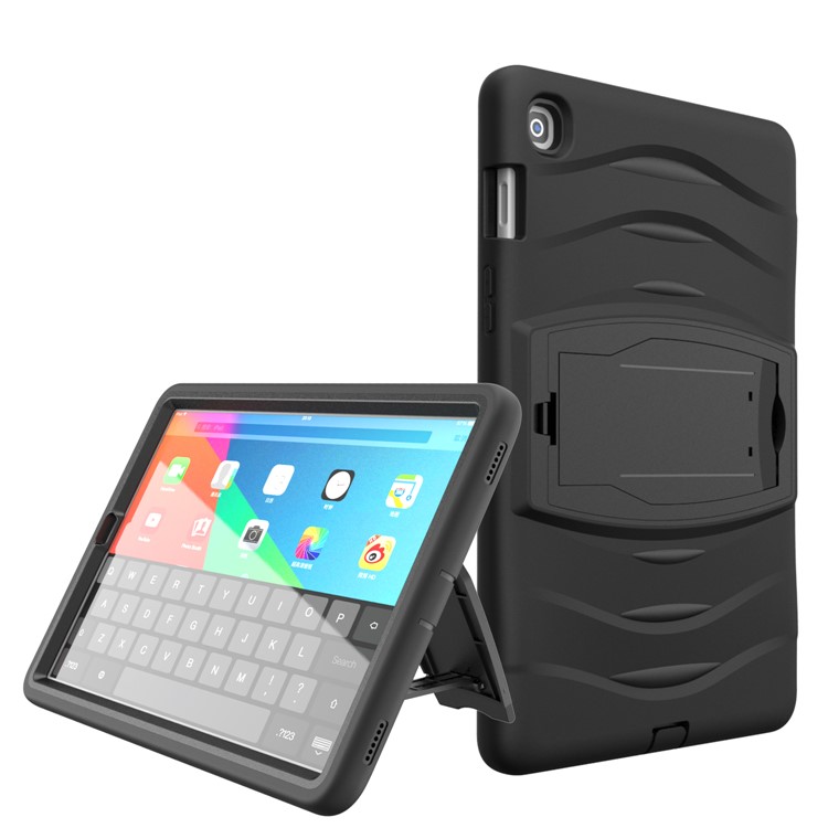 Custodia Ibrida Tablet in Silicone PC + Shock Con Cavalletto e Slot a Penna Per Samsung Galaxy Tab S5e SM-T720 - Nero