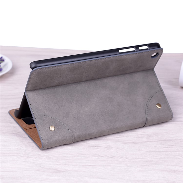 Retro Book Pattern Wallet Leather Smart Tablet Case with Stand for Samsung Galaxy Tab A 8.0 Wi-Fi (2019)T290/LTE T295 - Dark Grey-9