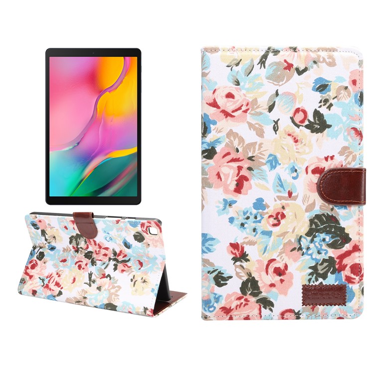 Flower Cloth Skin PU Leather + PC Wallet Tablet Casing for Samsung Galaxy Tab A 8.0 Wi-Fi (2019) T290/LTE T295 - White-1
