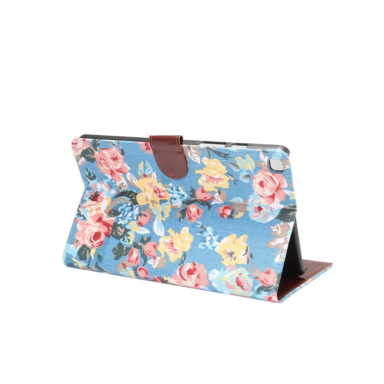 Flower Cloth Skin PU Leather + PC Wallet Tablet Casing for Samsung Galaxy Tab A 8.0 Wi-Fi (2019) T290/LTE T295 - Blue-4