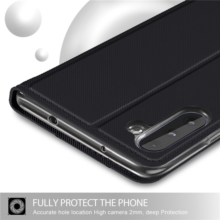 Estuche Para Teléfono Con Ranura Para Tarjeta Dual De Cuero Con Adsorción Magnética Con Soporte Para Samsung Galaxy Note 10 - Negro-4