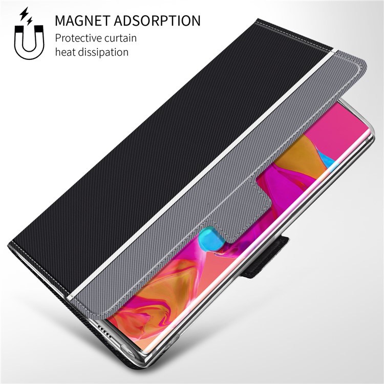 Estuche Para Teléfono Con Ranura Para Tarjeta Dual De Cuero Con Adsorción Magnética Con Soporte Para Samsung Galaxy Note 10 - Negro-7
