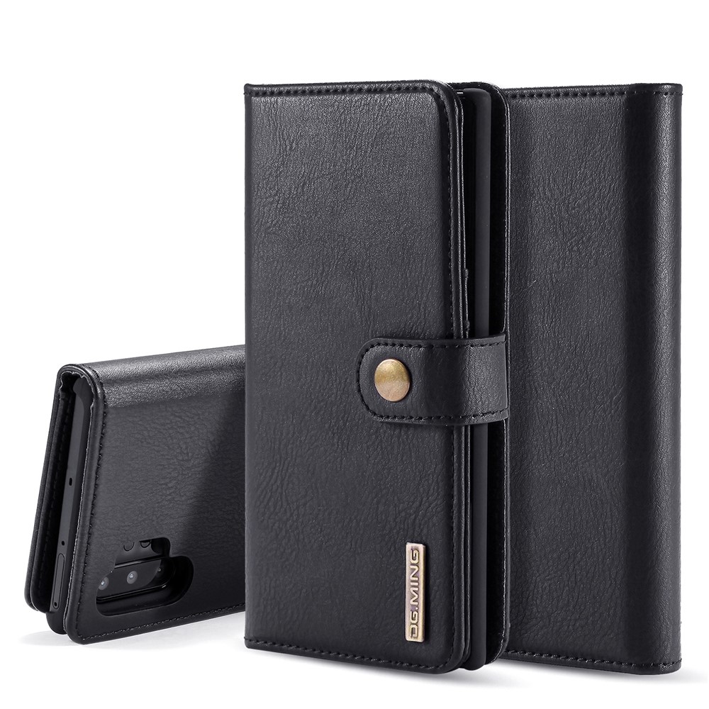 DG.MING Phone Case for Samsung Galaxy Note 10 Plus/Note 10 Plus 5G Detachable 2-in-1 Wallet Split Leather + PC Back Cover - Black-1