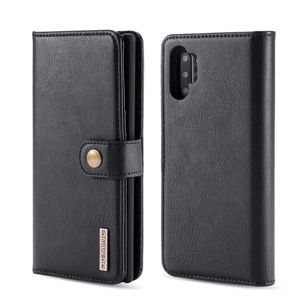 DG.MING Phone Case for Samsung Galaxy Note 10 Plus/Note 10 Plus 5G Detachable 2-in-1 Wallet Split Leather + PC Back Cover - Black-2