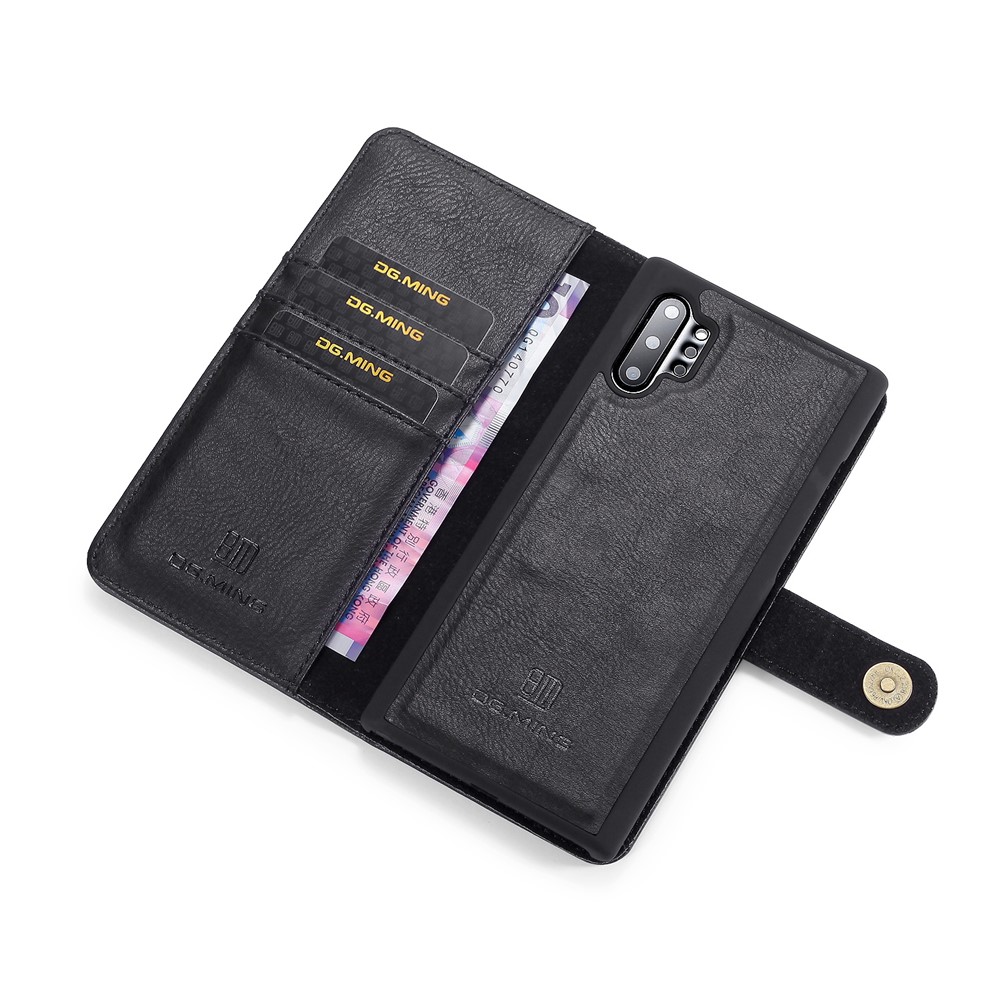 DG.MING Phone Case for Samsung Galaxy Note 10 Plus/Note 10 Plus 5G Detachable 2-in-1 Wallet Split Leather + PC Back Cover - Black-5