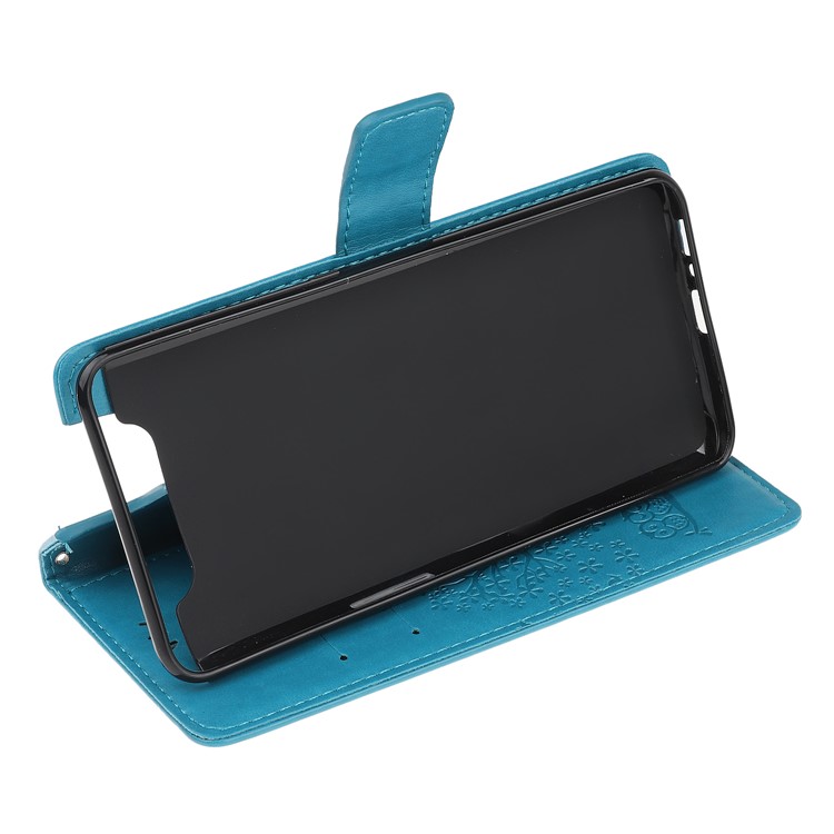 Caixa Da Carteira Da Coruja Da Árvore Da Impressão Para Samsung Galaxy A80 / A90 - Azul-5