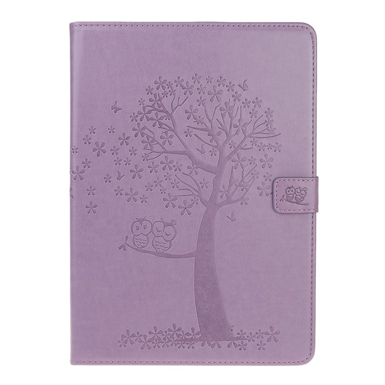 Imprint Tree and Owls Wallet Stand PU Leather Tablet Shell for Samsung Galaxy Tab A 8.0 (2019) with S Pen SM-P200 - Purple-2
