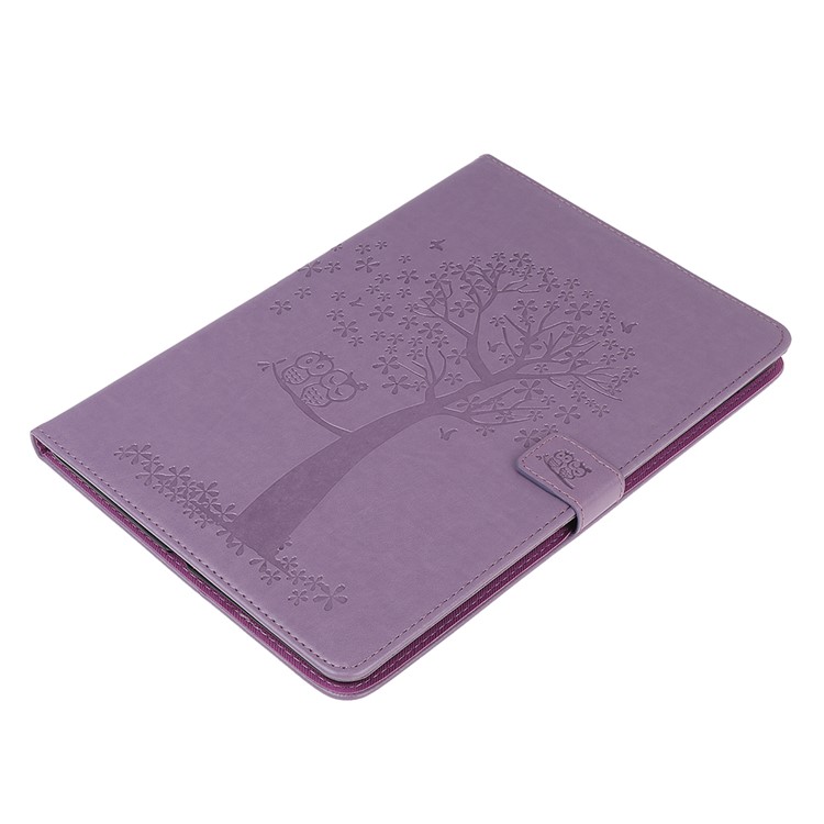 Imprint Tree and Owls Wallet Stand PU Leather Tablet Shell for Samsung Galaxy Tab A 8.0 (2019) with S Pen SM-P200 - Purple-3