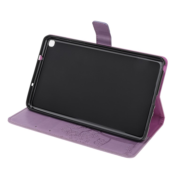 Imprint Tree and Owls Wallet Stand PU Leather Tablet Shell for Samsung Galaxy Tab A 8.0 (2019) with S Pen SM-P200 - Purple-5