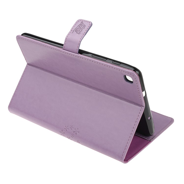 Imprint Tree and Owls Wallet Stand PU Leather Tablet Shell for Samsung Galaxy Tab A 8.0 (2019) with S Pen SM-P200 - Purple-6