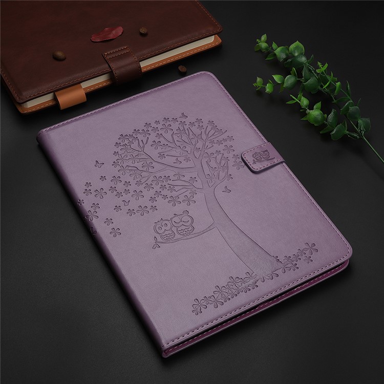 Imprint Tree and Owls Wallet Stand PU Leather Tablet Shell for Samsung Galaxy Tab A 8.0 (2019) with S Pen SM-P200 - Purple-8