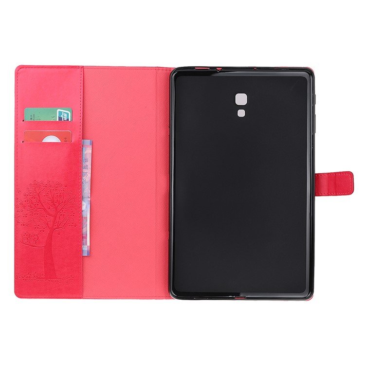 Imprint Tree and Owls Wallet Stand Flip Leather Protective Cover for Samsung Galaxy Tab A 10.5 (2018) T590 T595 - Red-8