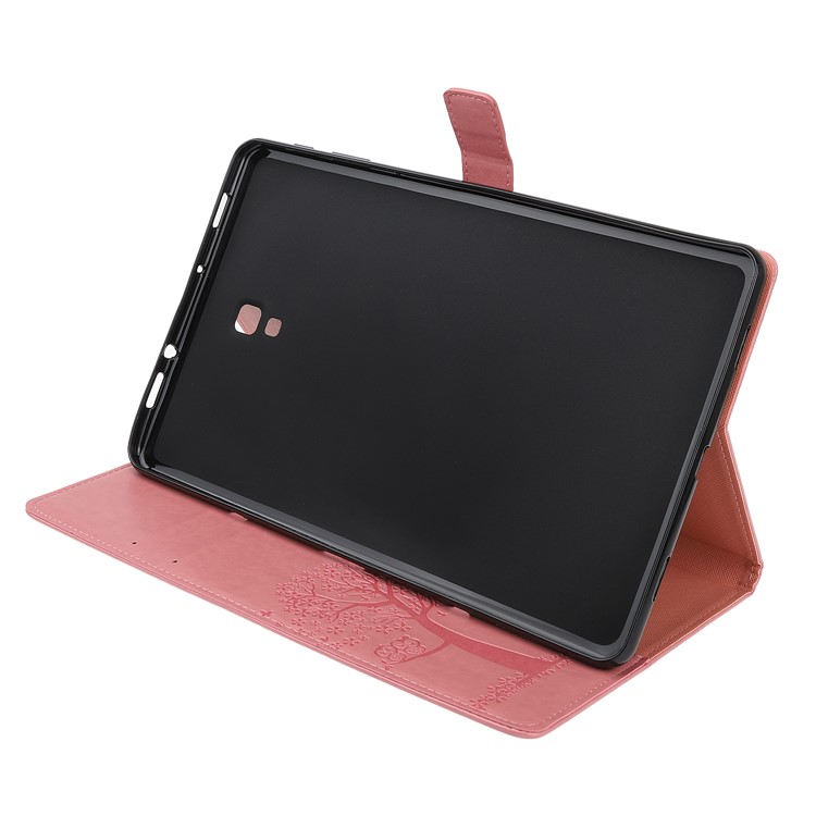 Pie De Imprenta Árbol Y Búhos Soporte De Billetera Funda Protectora De Cuero Con Tapa Para Samsung Galaxy Tab A 10.5 (2018) T590 T595 - Melon Rojo-5