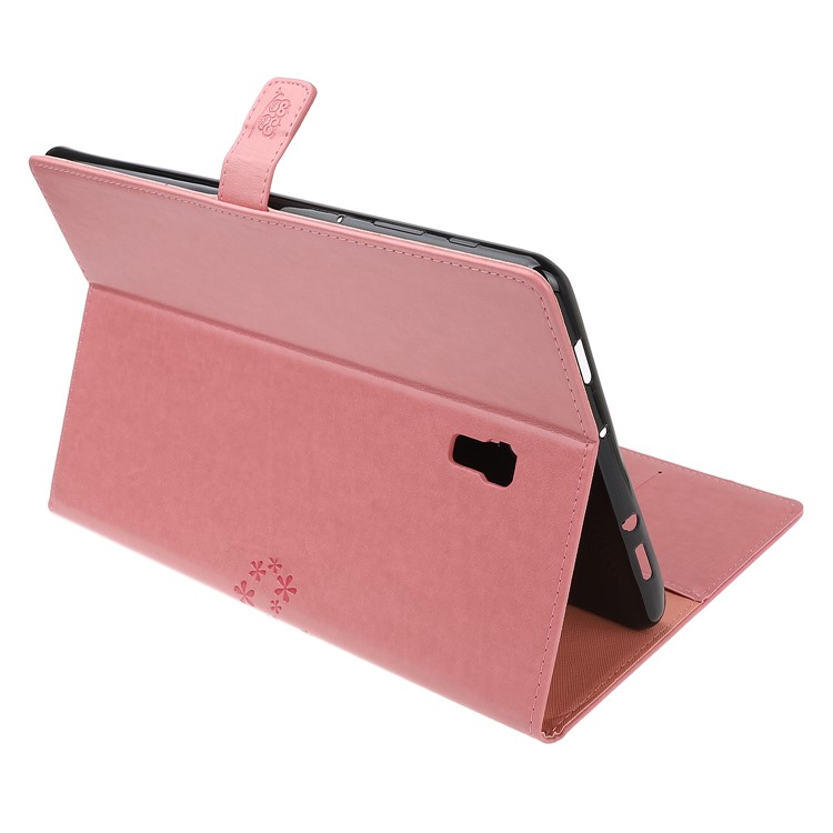 Pie De Imprenta Árbol Y Búhos Soporte De Billetera Funda Protectora De Cuero Con Tapa Para Samsung Galaxy Tab A 10.5 (2018) T590 T595 - Melon Rojo-6