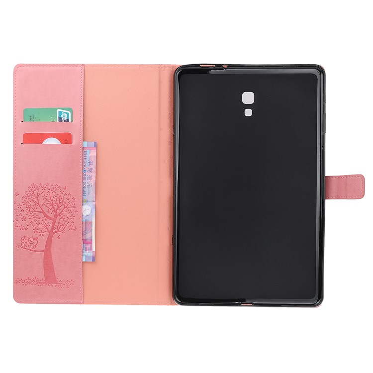 Pie De Imprenta Árbol Y Búhos Soporte De Billetera Funda Protectora De Cuero Con Tapa Para Samsung Galaxy Tab A 10.5 (2018) T590 T595 - Melon Rojo-7