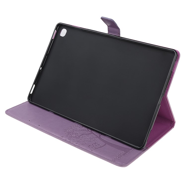 Imprint Tree and Owls PU Leather Wallet Stand Tablet Casing for Samsung Galaxy Tab S5e SM-T720 - Purple-5