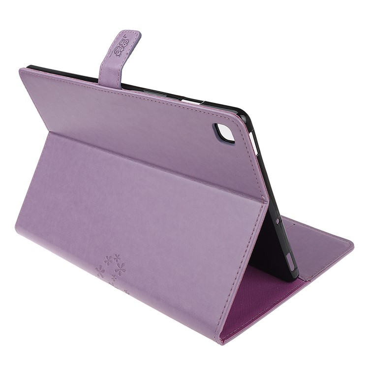 Imprint Tree and Owls PU Leather Wallet Stand Tablet Casing for Samsung Galaxy Tab S5e SM-T720 - Purple-6