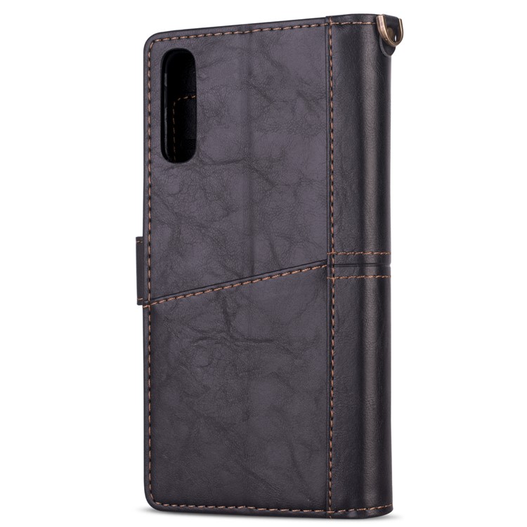 Vintage Style Leather Mobile Protective Phone Case with Wallet Stand for Samsung Galaxy A50 - Black-4