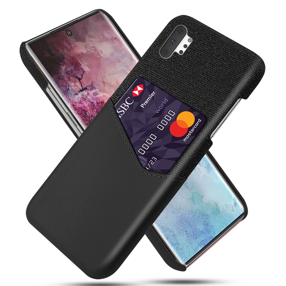 KSQ PC + PU + Pano Híbrido Slot Para Cartão De Telefone Case Para Samsung Galaxy Note 10 Plus - Preto-1