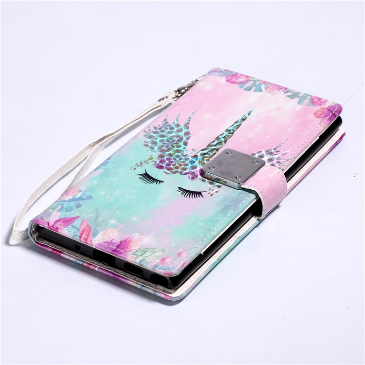 Pattern Printing Leather Wallet Case for Samsung Galaxy Note 10 Plus / Note 10 Plus 5G - Unicorn-8