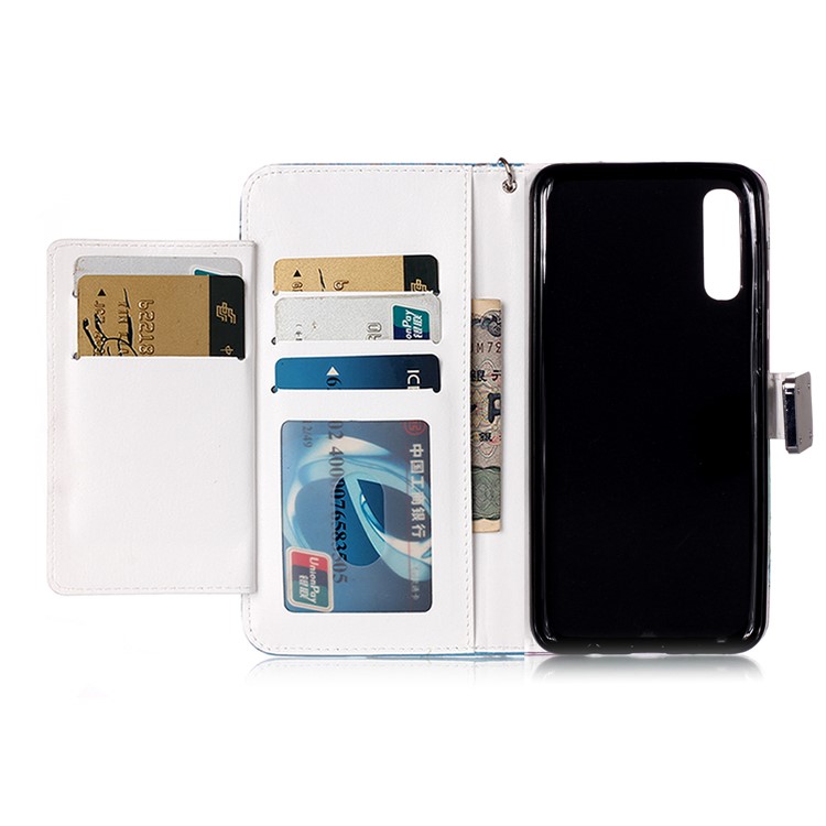 Glossy Pattern Printing Wallet Stand Flip Leather Case for Samsung Galaxy A70 - Tiger-5