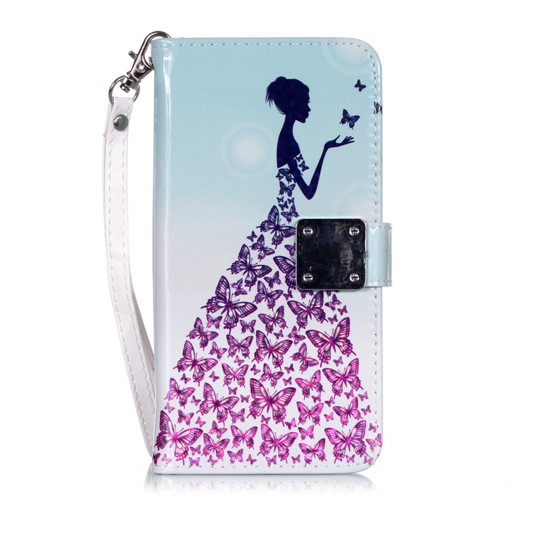 Glossy Pattern Printing Wallet Stand Flip Leather Case for Samsung Galaxy A40 - Beauty-3