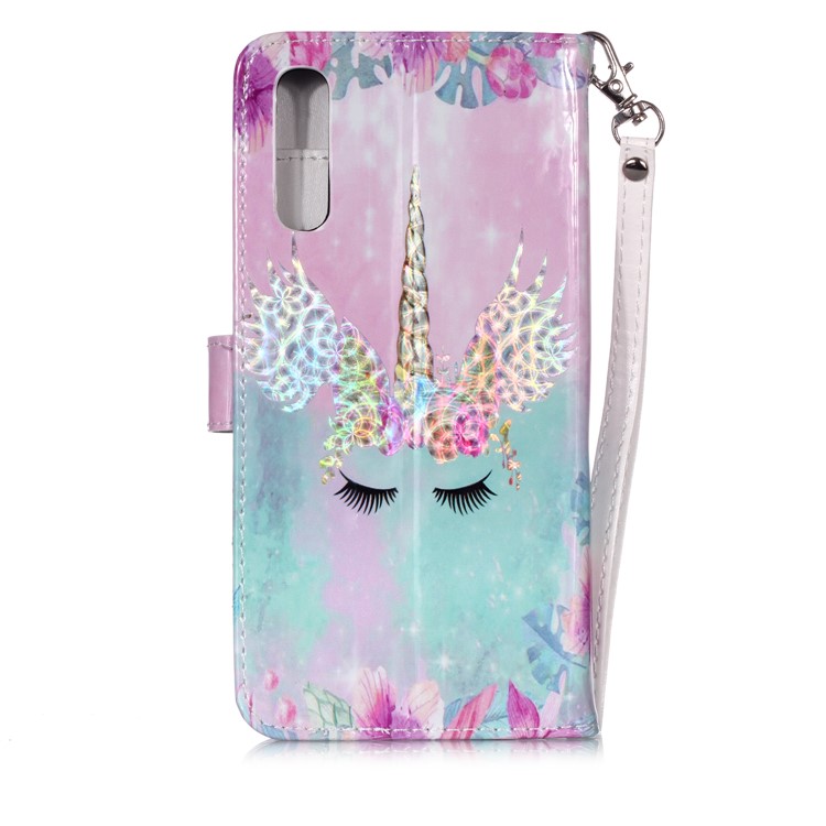 Custodia A Portafoglio In Pelle Lucida Con Stampa A Motivo Lucido Per Samsung Galaxy A50 - Unicorno-4