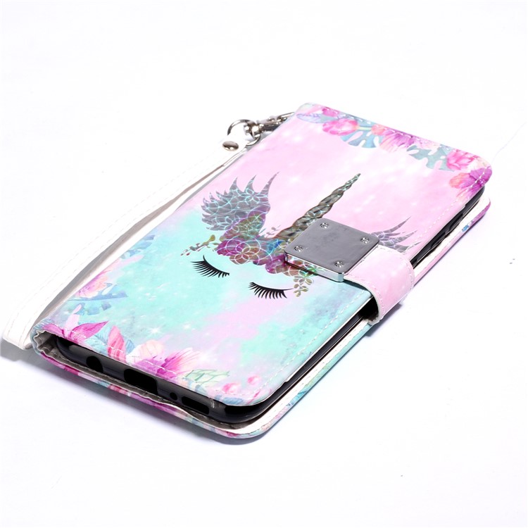 Custodia A Portafoglio In Pelle Lucida Con Stampa A Motivo Lucido Per Samsung Galaxy A50 - Unicorno-7