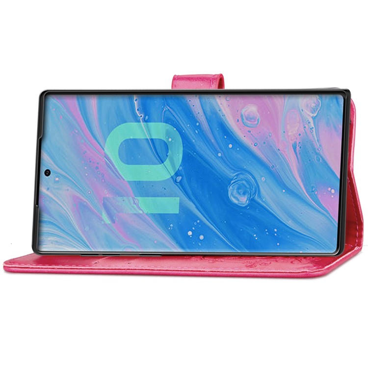 HAT PRINCE Imprinted Clover Leather Case Wallet Phone Cover for Samsung Galaxy Note 10 Plus - Rose-5