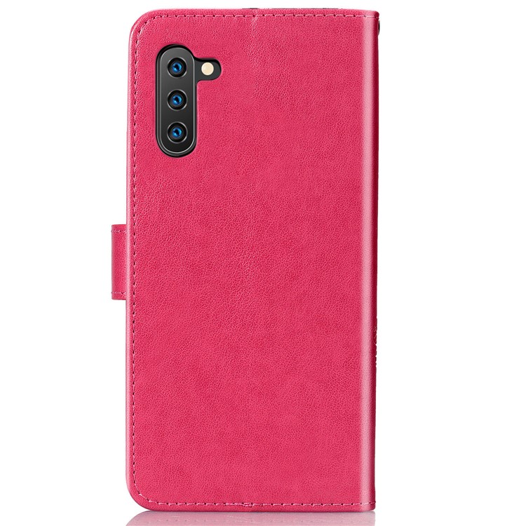 HAT PRINCE Imprinted Clover Leather Wallet Stand Case for Samsung Galaxy Note 10 - Rose-3