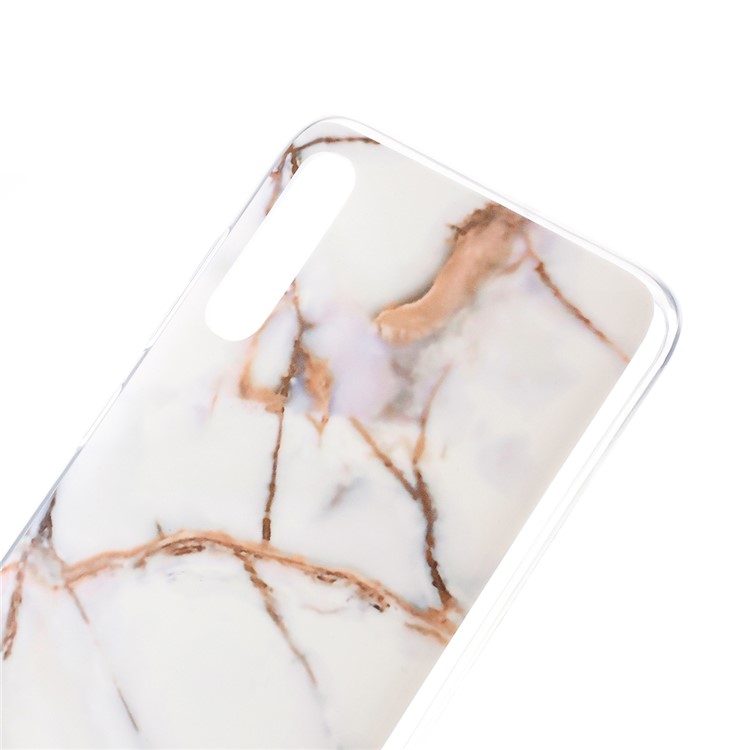 Marble Pattern IMD TPU Back Case for Samsung Galaxy A70 - White/Brown-2