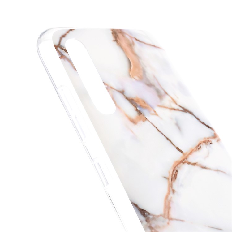 Marble Pattern IMD TPU Back Case for Samsung Galaxy A70 - White/Brown-3