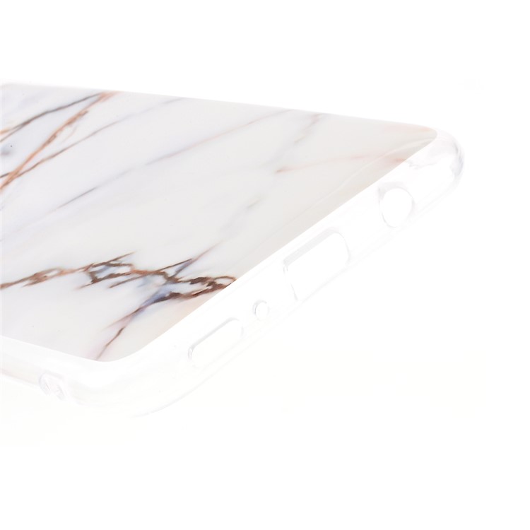 Marble Pattern IMD TPU Back Case for Samsung Galaxy A70 - White/Brown-4