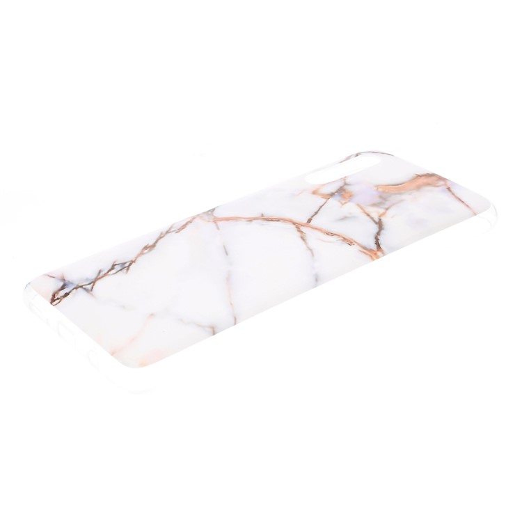 Marble Pattern IMD TPU Back Case for Samsung Galaxy A70 - White/Brown-5