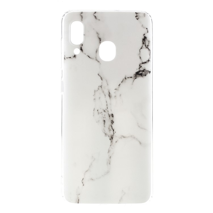 Motif De Marbre IMD TPU Couverture De Cas De Téléphone Pour Samsung Galaxy A30 / Galaxy A20 - Blanc-1