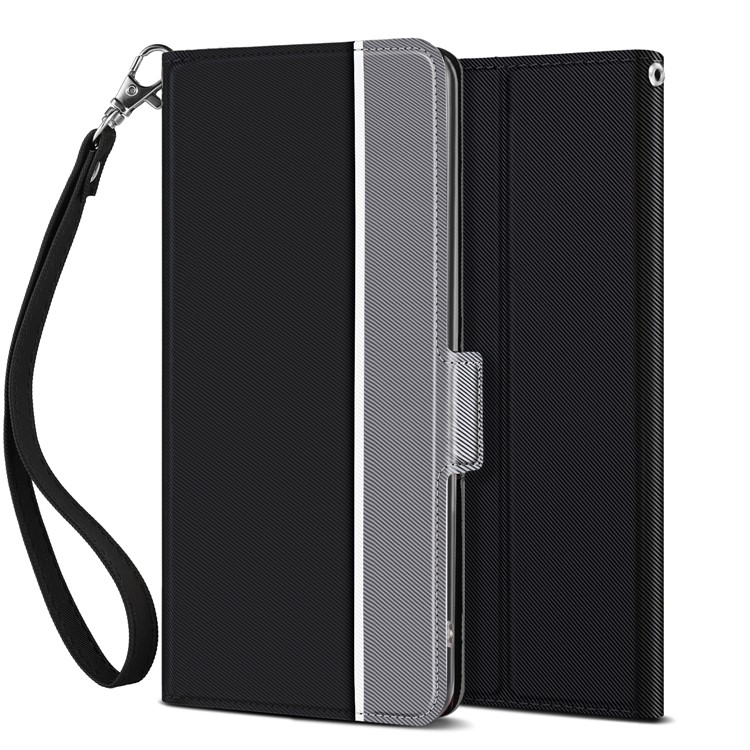 Funda De Cuero Para Teléfono Con Doble Ranura Para Tarjeta Con Soporte De Cordón Para Samsung Galaxy Note 10 Plus - Negro-2