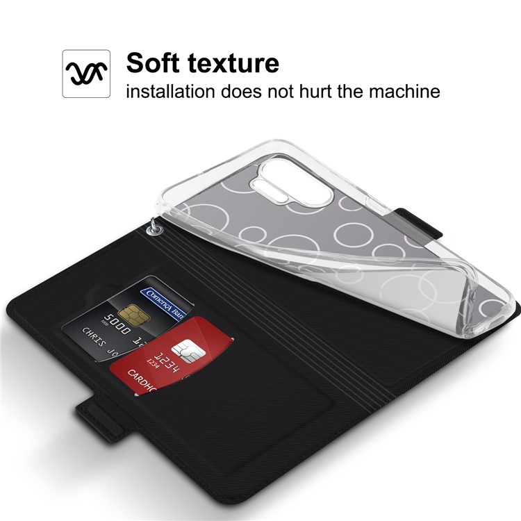 Funda De Cuero Para Teléfono Con Doble Ranura Para Tarjeta Con Soporte De Cordón Para Samsung Galaxy Note 10 Plus - Negro-3