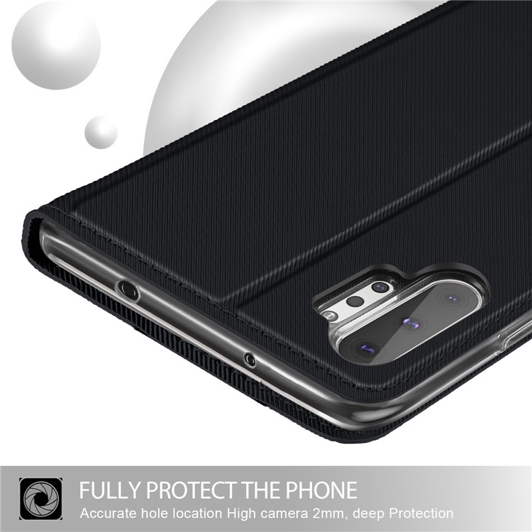 Funda De Cuero Para Teléfono Con Doble Ranura Para Tarjeta Con Soporte De Cordón Para Samsung Galaxy Note 10 Plus - Negro-6