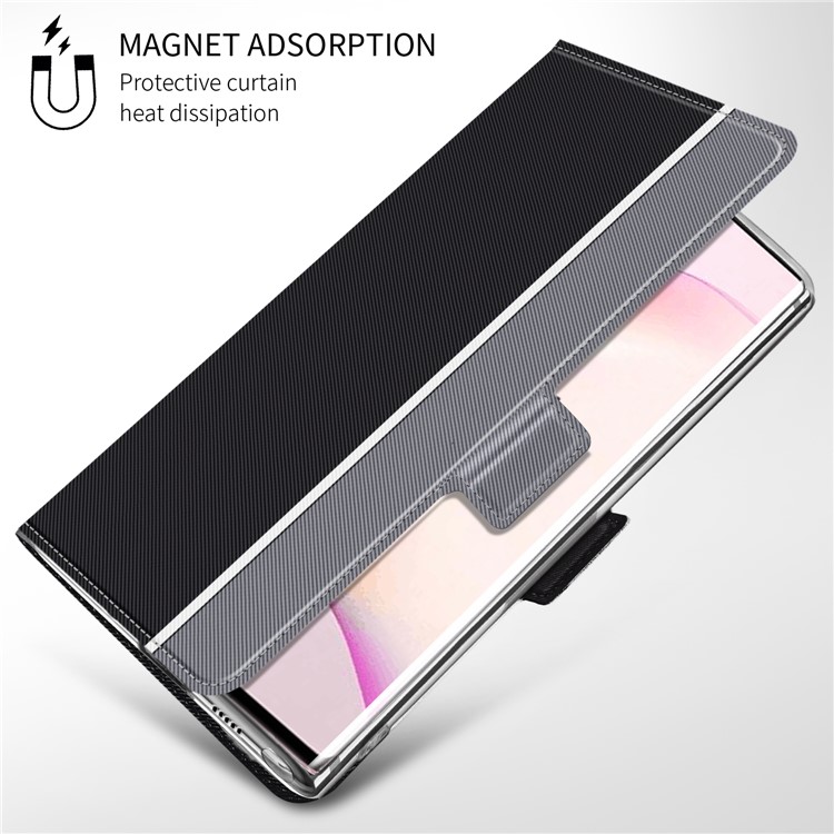 Funda De Cuero Para Teléfono Con Doble Ranura Para Tarjeta Con Soporte De Cordón Para Samsung Galaxy Note 10 Plus - Negro-9