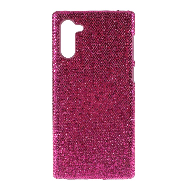 PU Leather Coated Hard PC Back Protection Cover for Samsung Galaxy Note 10 - Rose Glittery Sequins-1