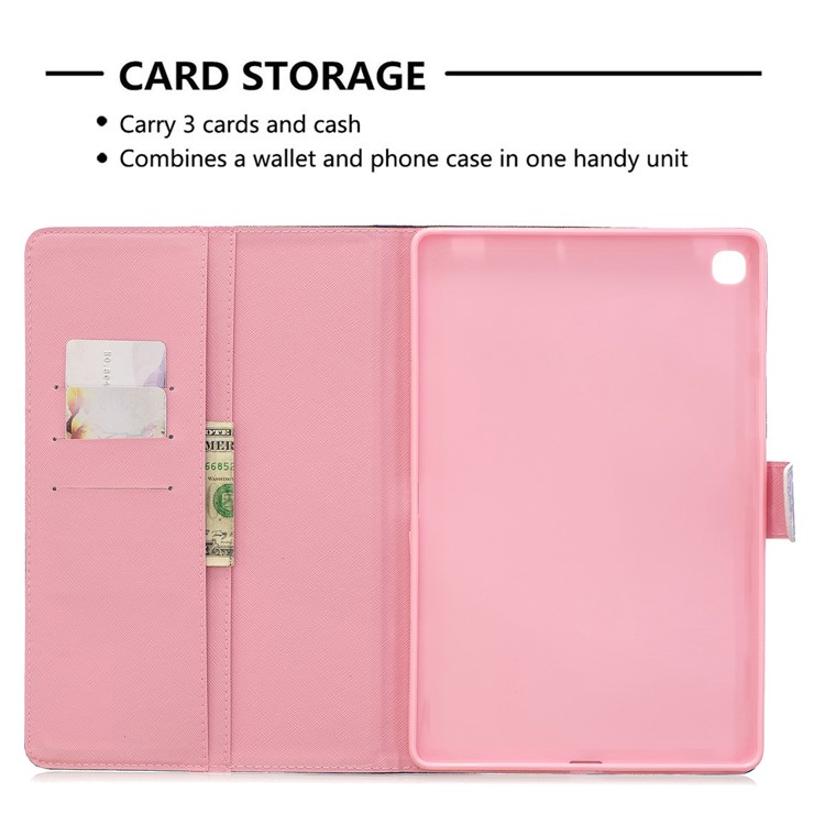 Pattern Printing Wallet Stand Leather Tablet Case for Samsung Galaxy Tab S5e SM-T720 / T725 - Girl and Butterflies-10