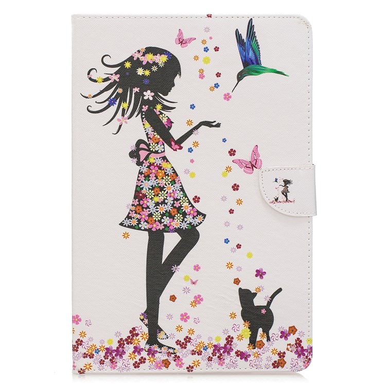 Pattern Printing Wallet Stand Leather Tablet Case for Samsung Galaxy Tab S5e SM-T720 / T725 - Girl and Butterflies-2