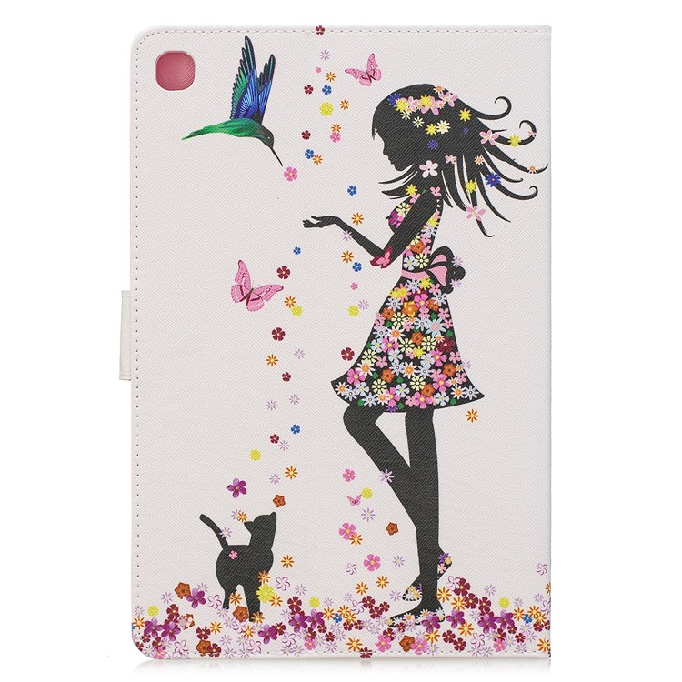Pattern Printing Wallet Stand Leather Tablet Case for Samsung Galaxy Tab S5e SM-T720 / T725 - Girl and Butterflies-3