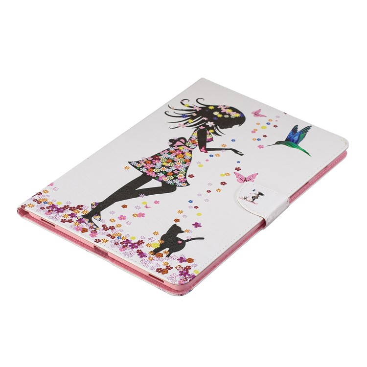 Pattern Printing Wallet Stand Leather Tablet Case for Samsung Galaxy Tab S5e SM-T720 / T725 - Girl and Butterflies-6