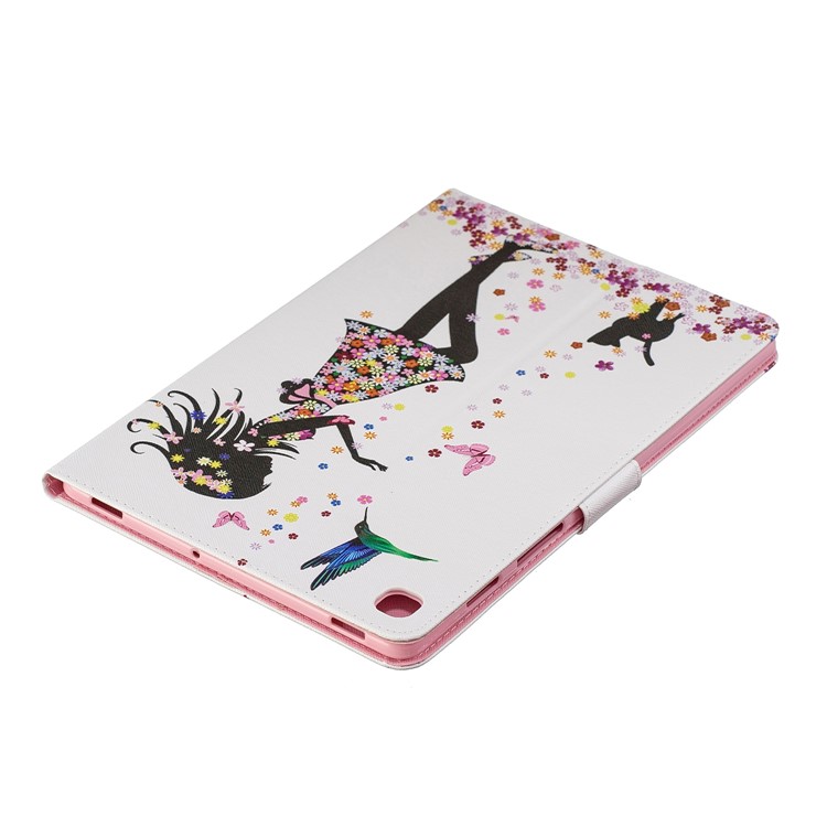 Pattern Printing Wallet Stand Leather Tablet Case for Samsung Galaxy Tab S5e SM-T720 / T725 - Girl and Butterflies-7