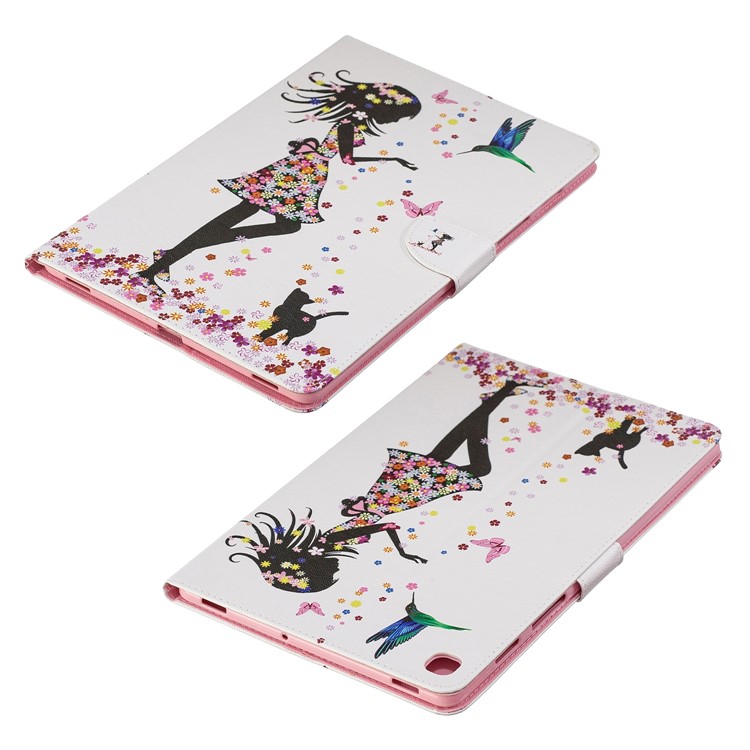 Pattern Printing Wallet Stand Leather Tablet Case for Samsung Galaxy Tab S5e SM-T720 / T725 - Girl and Butterflies-8