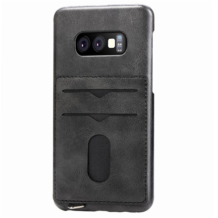 PU Leather Coated Hard PC Cover with Card Slots for Samsung Galaxy S10e - Black-2