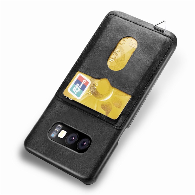 PU Leather Coated Hard PC Cover with Card Slots for Samsung Galaxy S10e - Black-3